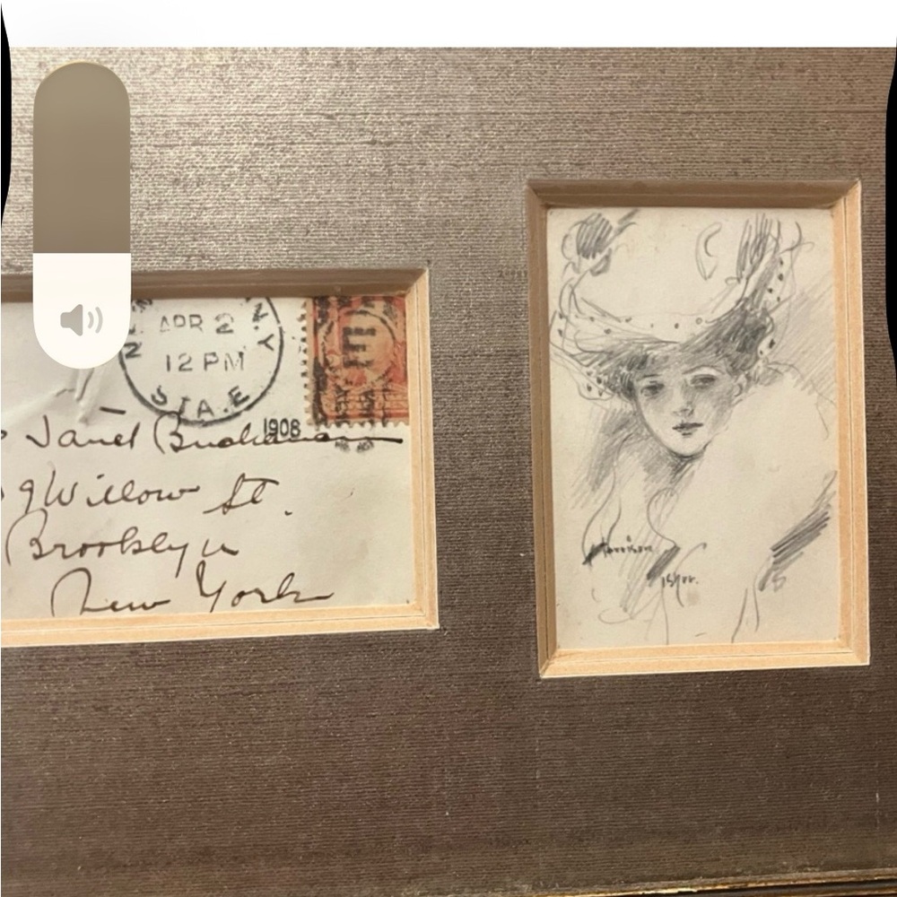 Framed Vintage Pencil Sketch from Harrison Fisher - 1908 - Picture 10 of 10